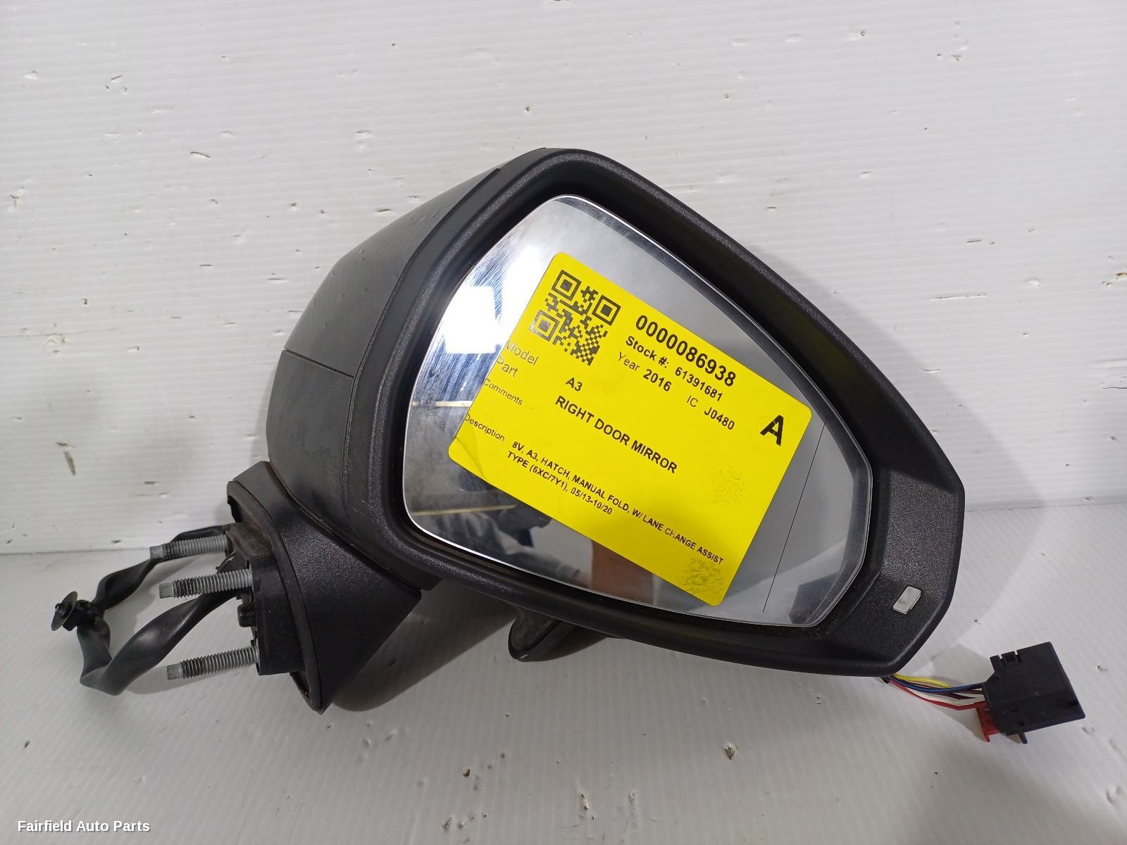 2013-2020 Audi A3 Right Door Mirror