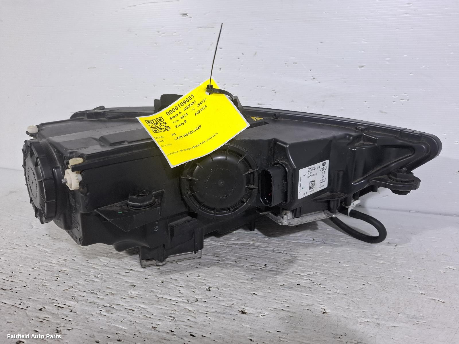 2013-2016 Audi A3 Left Headlamp