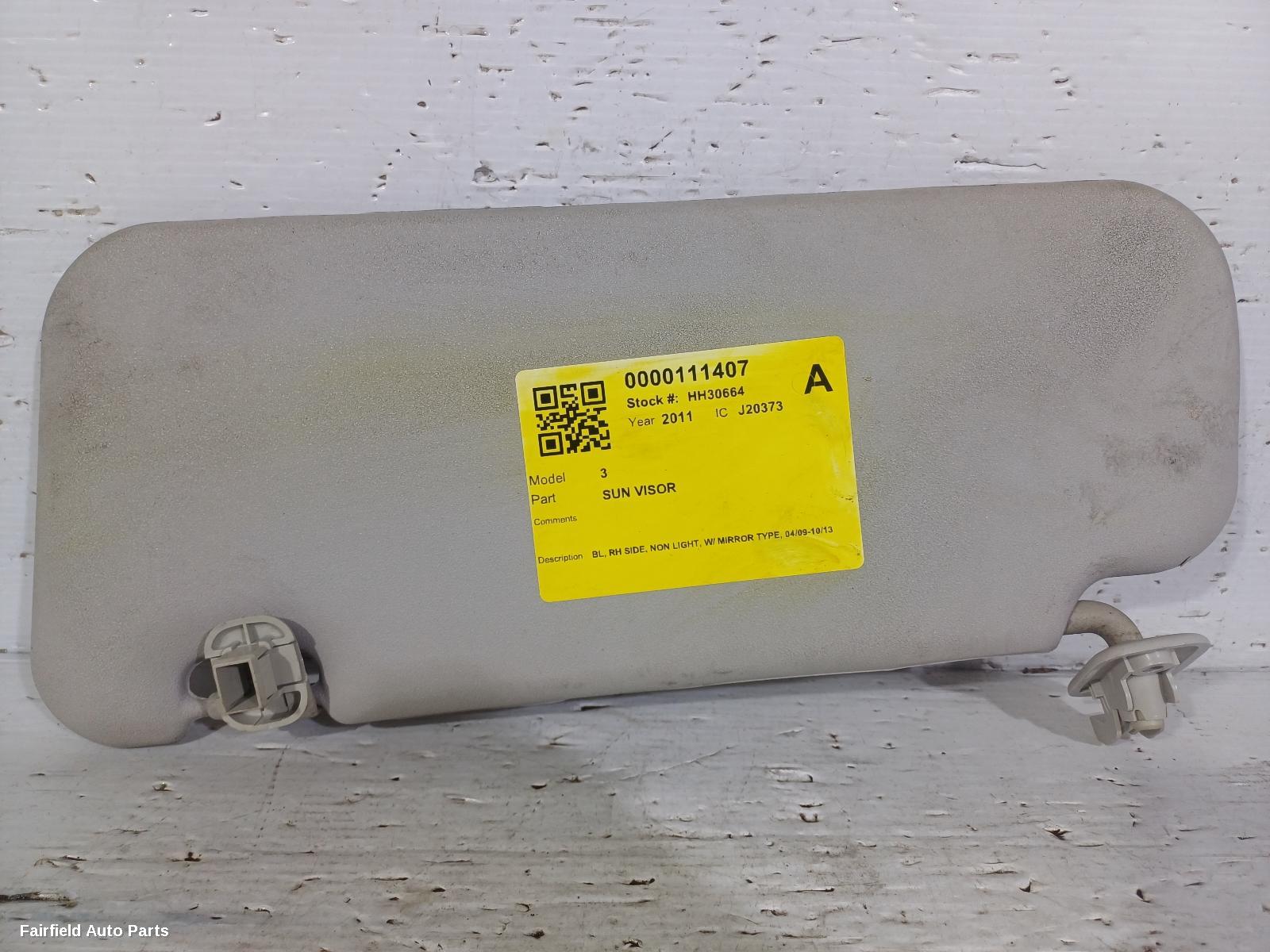 2009-2013 Mazda 3 Sunvisor