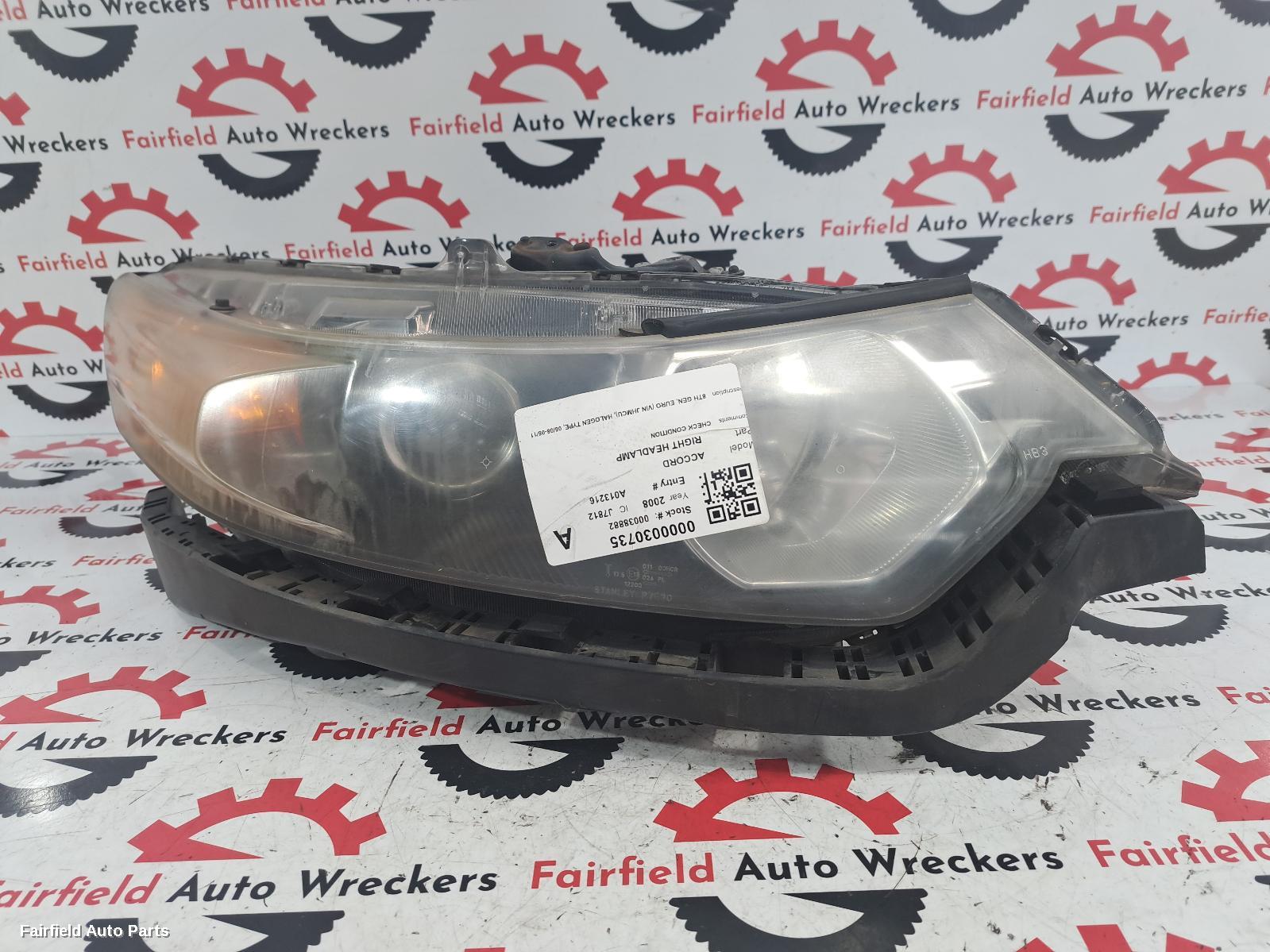 2008 Honda Accord Right Headlamp