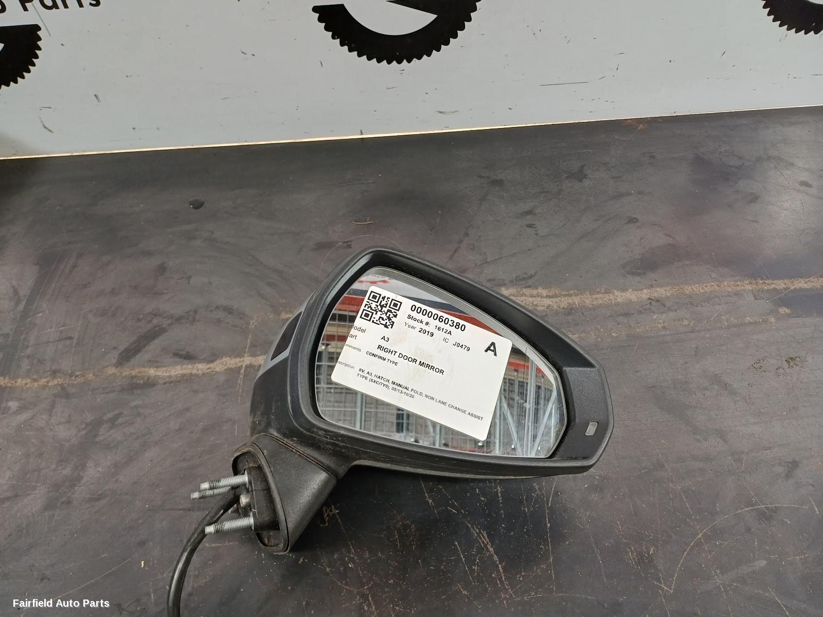 2013-2020 Audi A3 Right Door Mirror