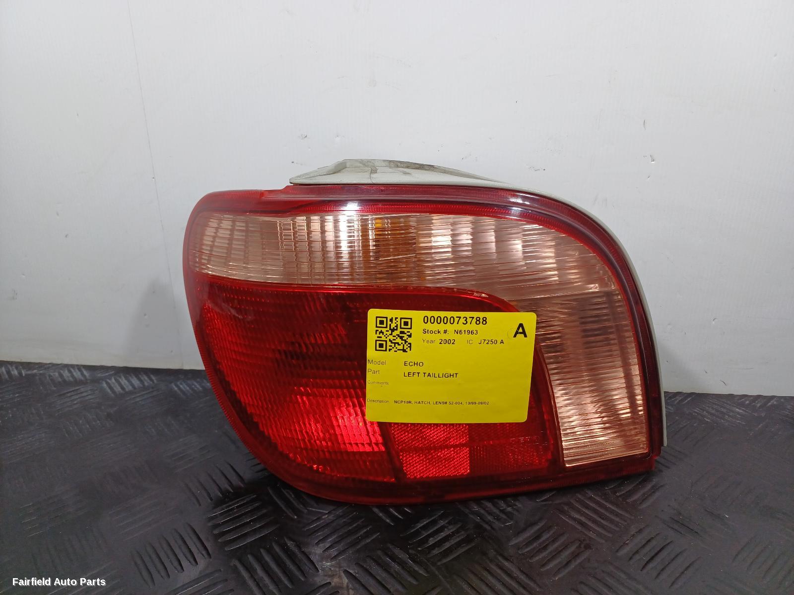 1999-2002 Toyota Echo Left Taillight