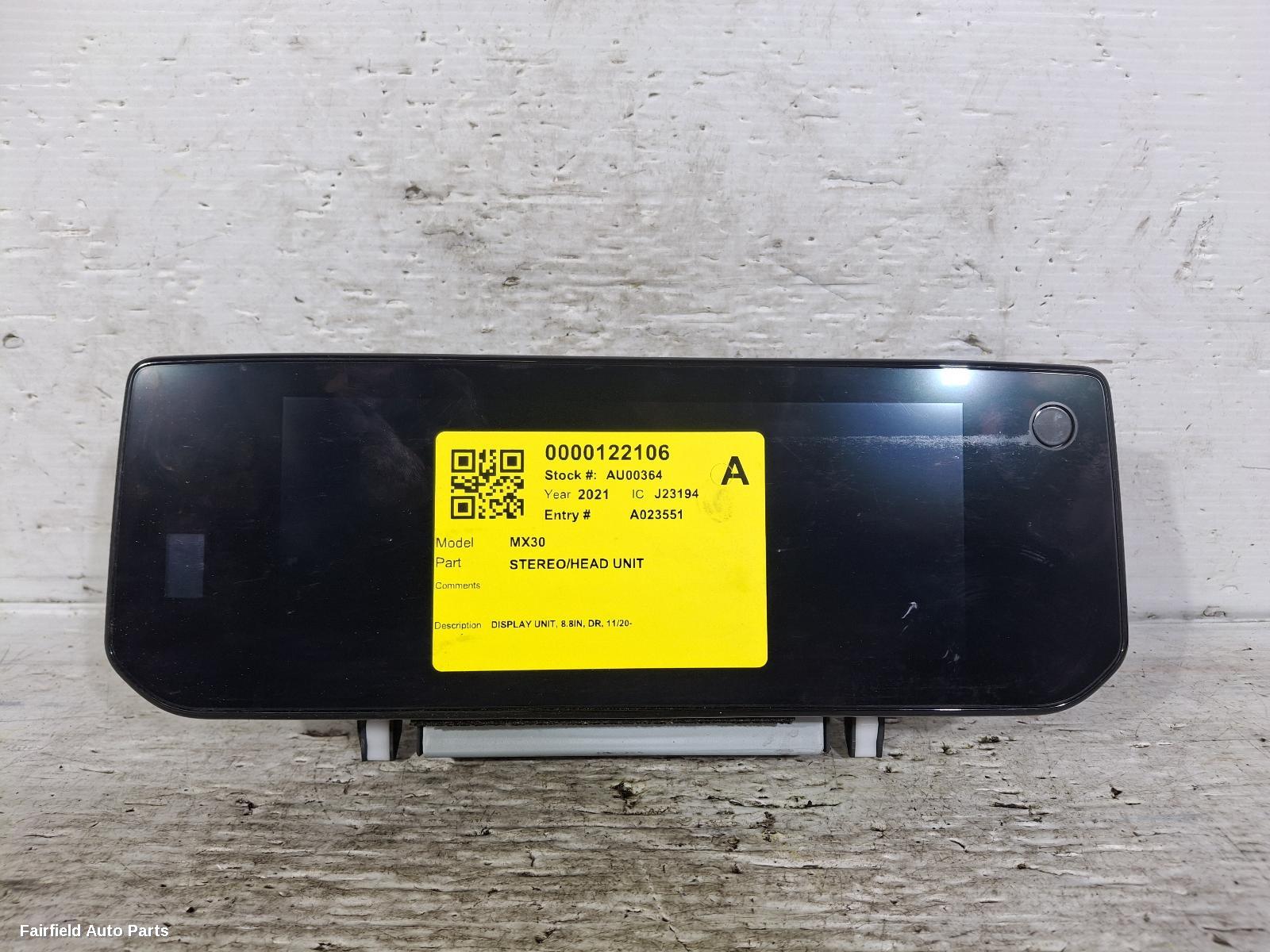 2020-2023 Mazda Mx30 Radio Cd Dvd Sat Tv