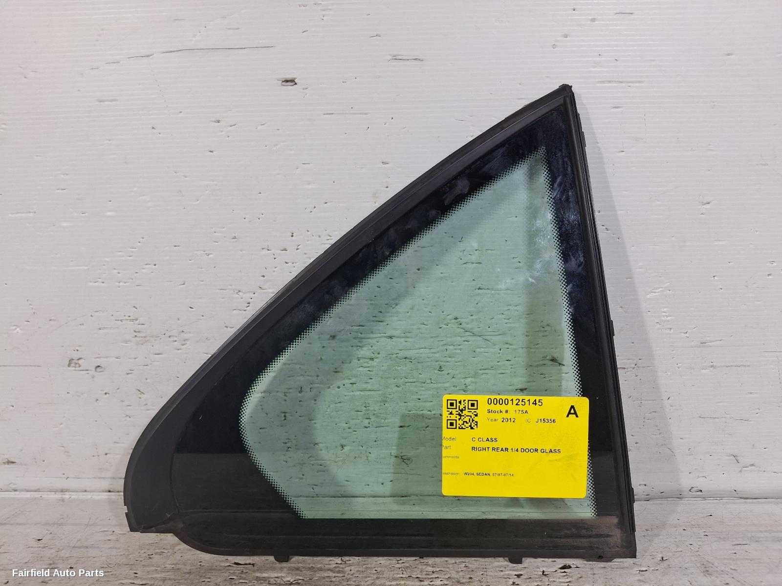 2007-2014 Mercedes C Class Right Rear 1 4 Door Glass