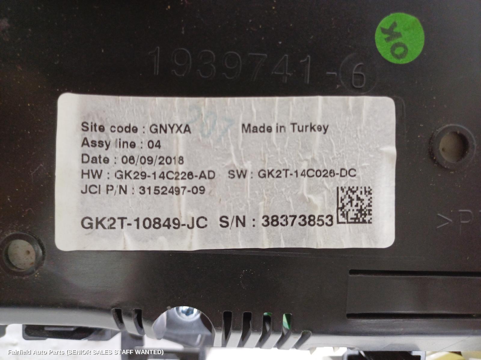 2019 Ford Transit Instrument Cluster