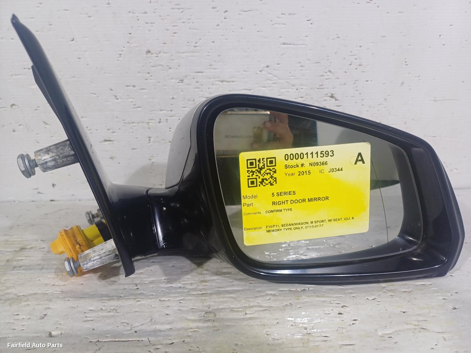 2013-2017 Bmw 5 Series Right Door Mirror