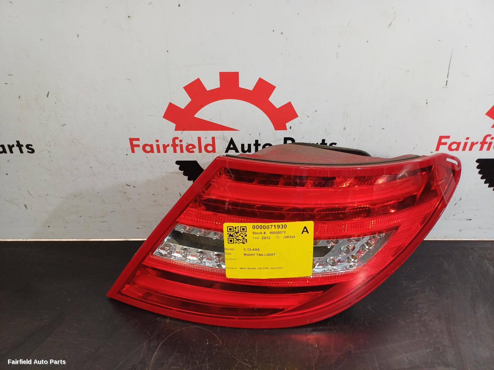 2011-2014 Mercedes C Class Right Taillight