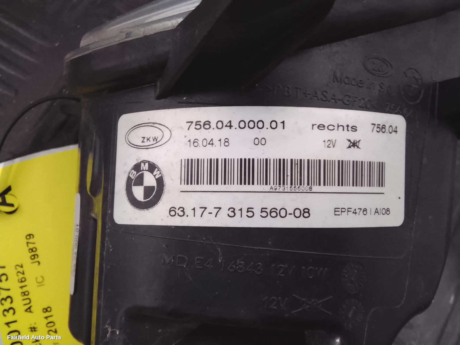 2011-2019 Bmw 1 Series Right Indicator Fog Side