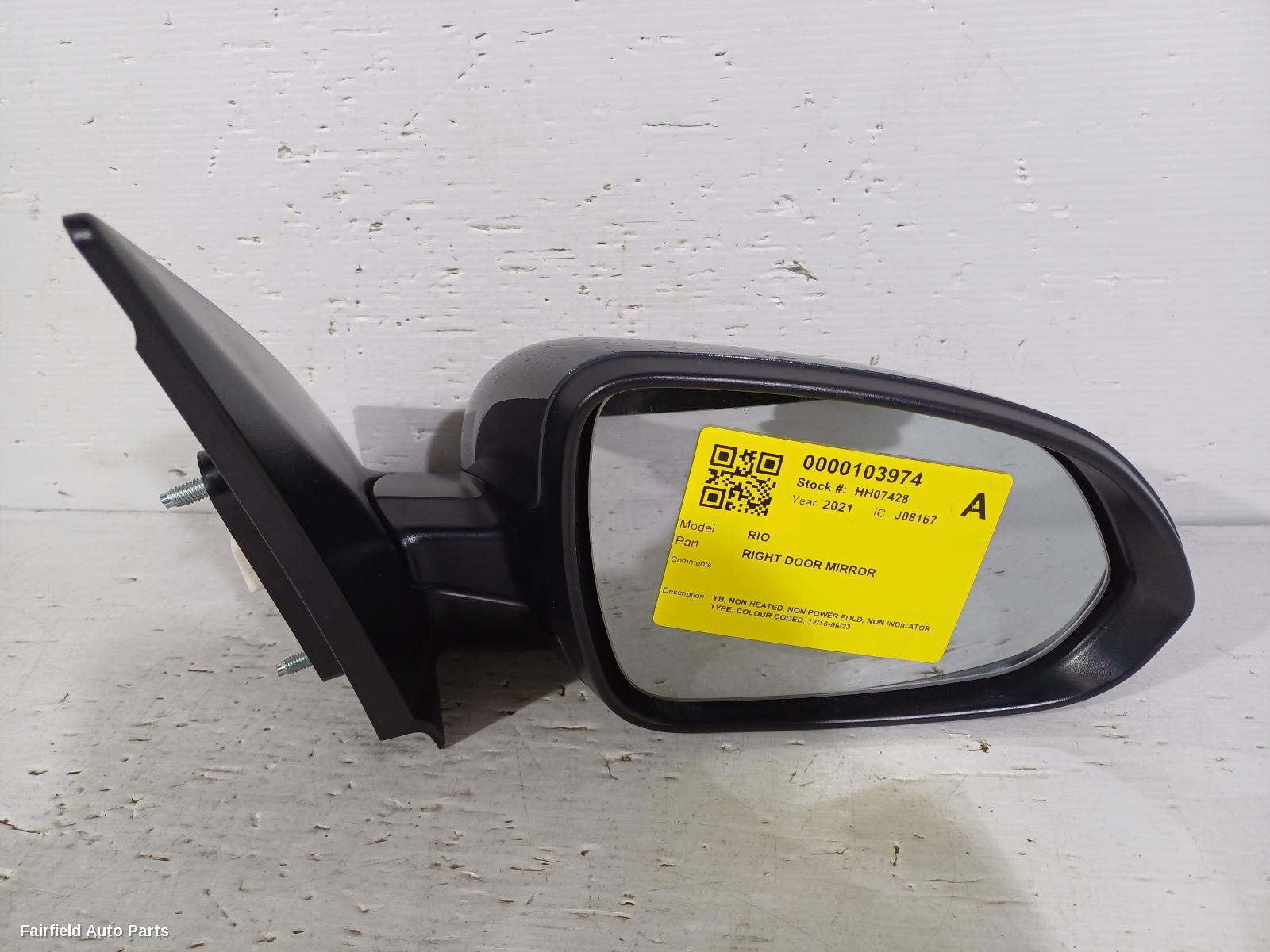 2021 Kia Rio Right Door Mirror