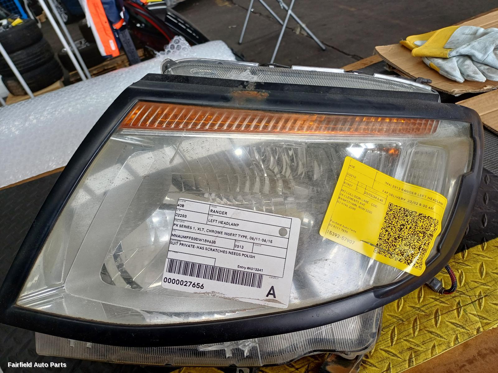 2013 Ford Ranger Left Headlamp