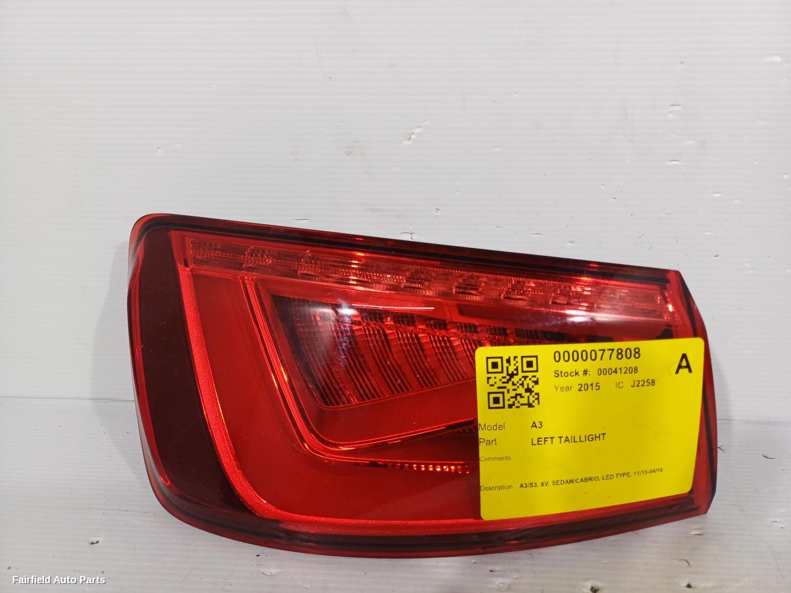 2013-2016 Audi A3 Left Taillight