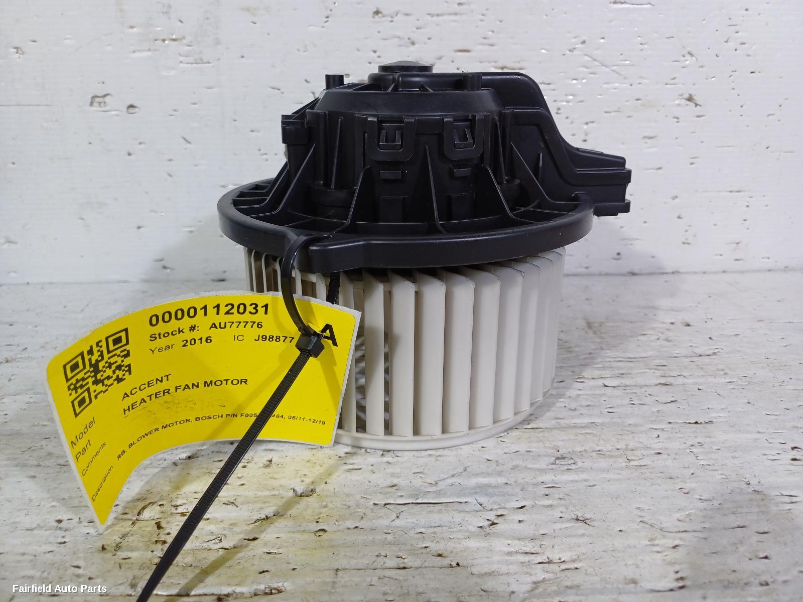 2011-2019 Hyundai Accent Heater Fan Motor