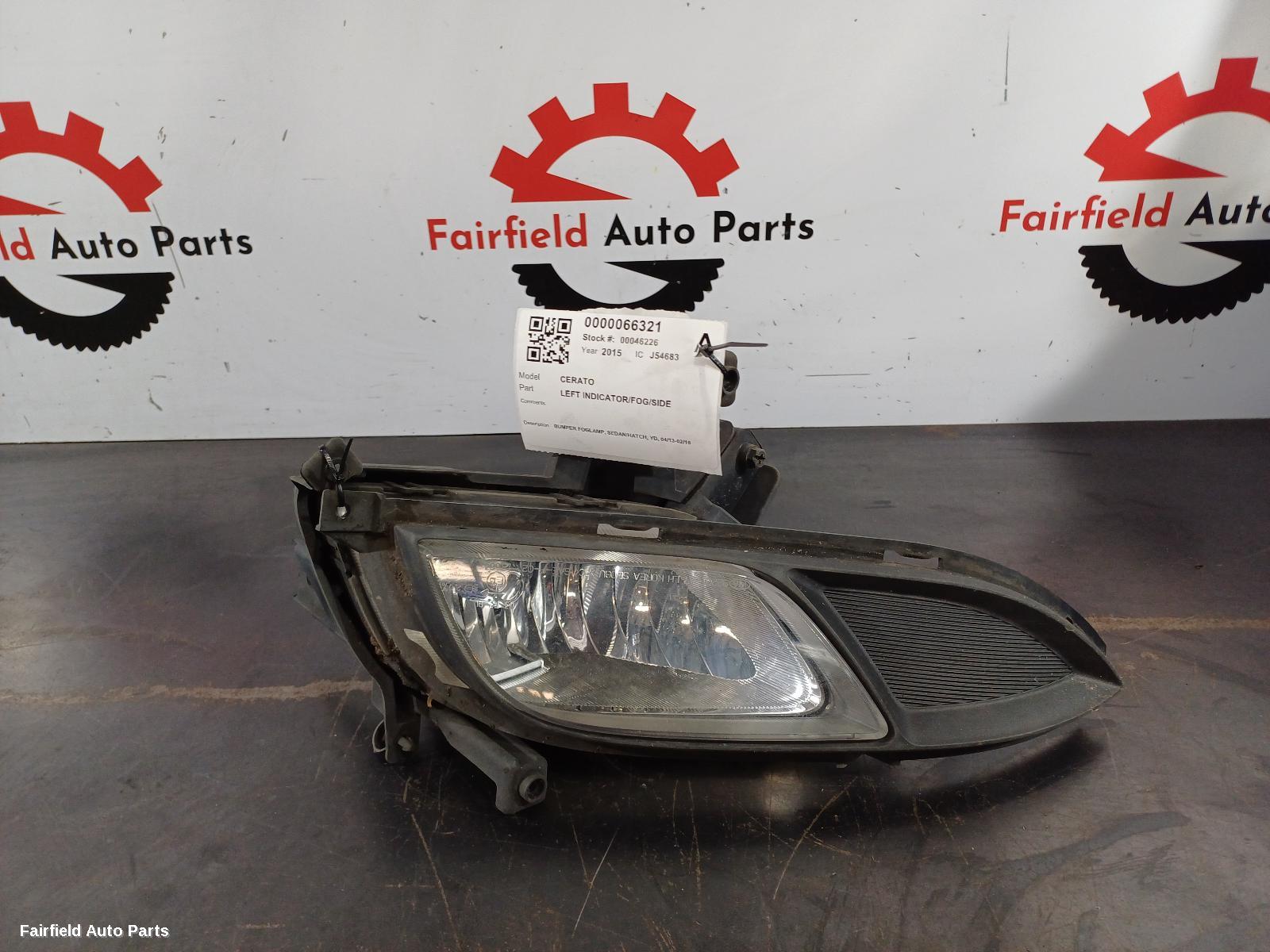 2015 Kia Cerato Left Indicator Fog Side