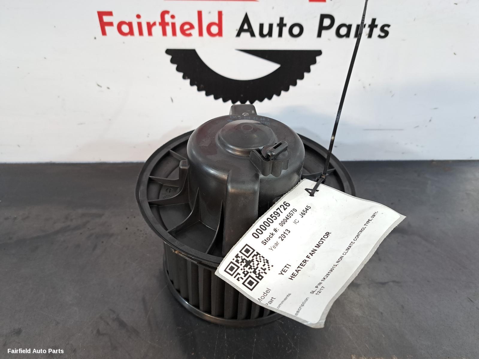 2011-2017 Skoda Yeti Heater Fan Motor
