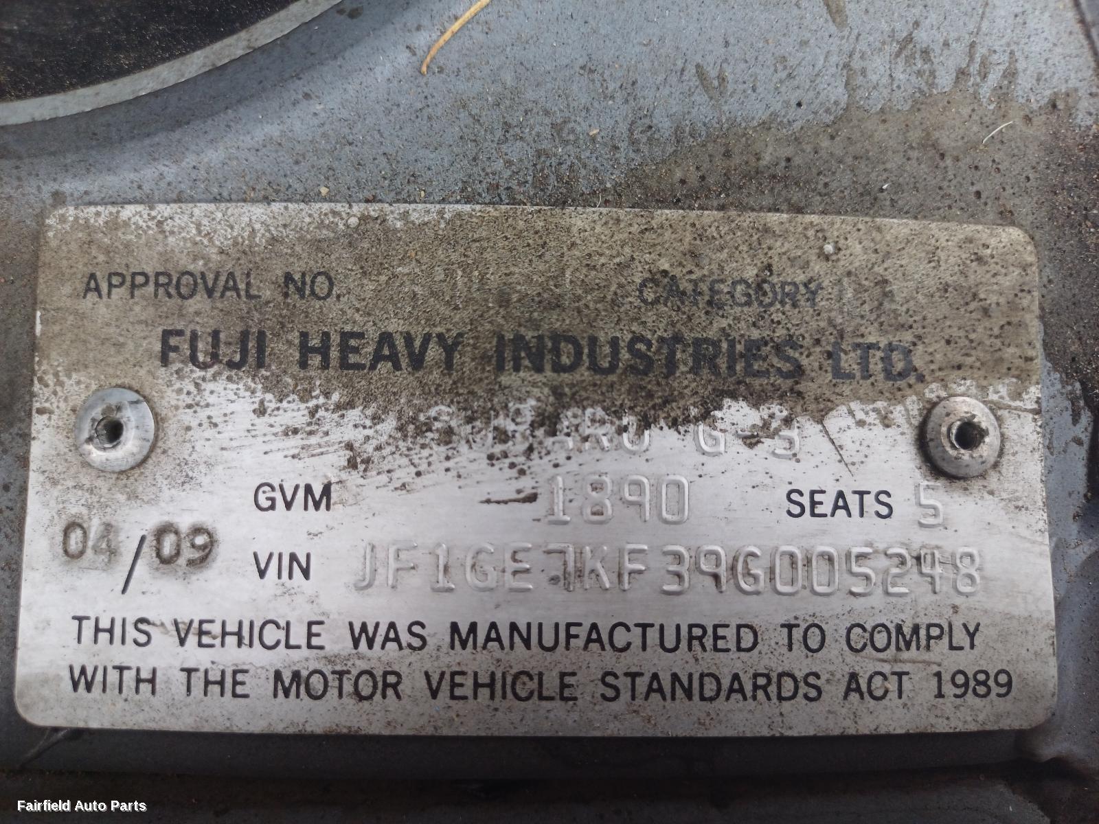 2009 Subaru Impreza R Bar Bracket Reinfo