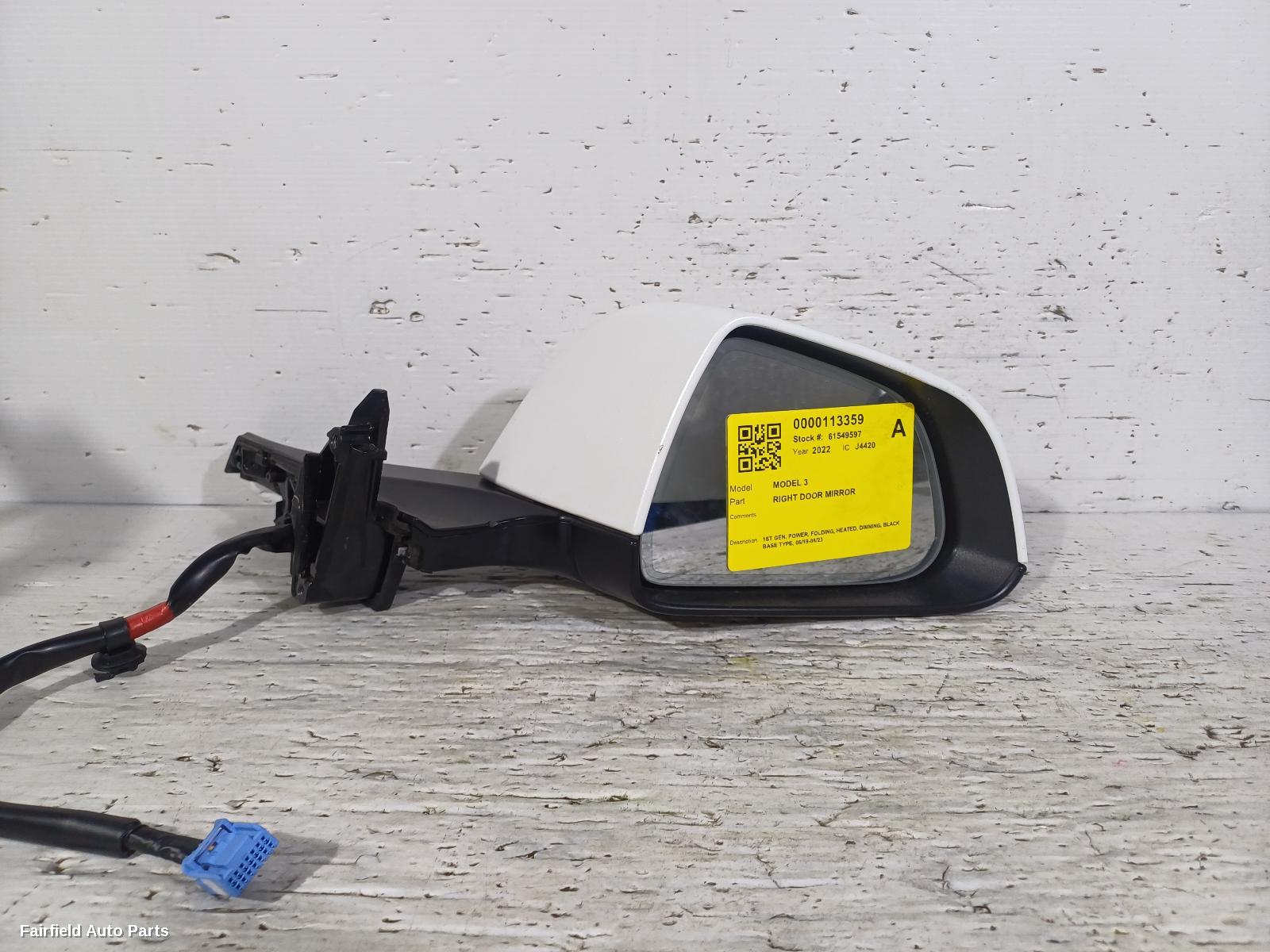 2019-2023 Tesla Model 3 Right Door Mirror