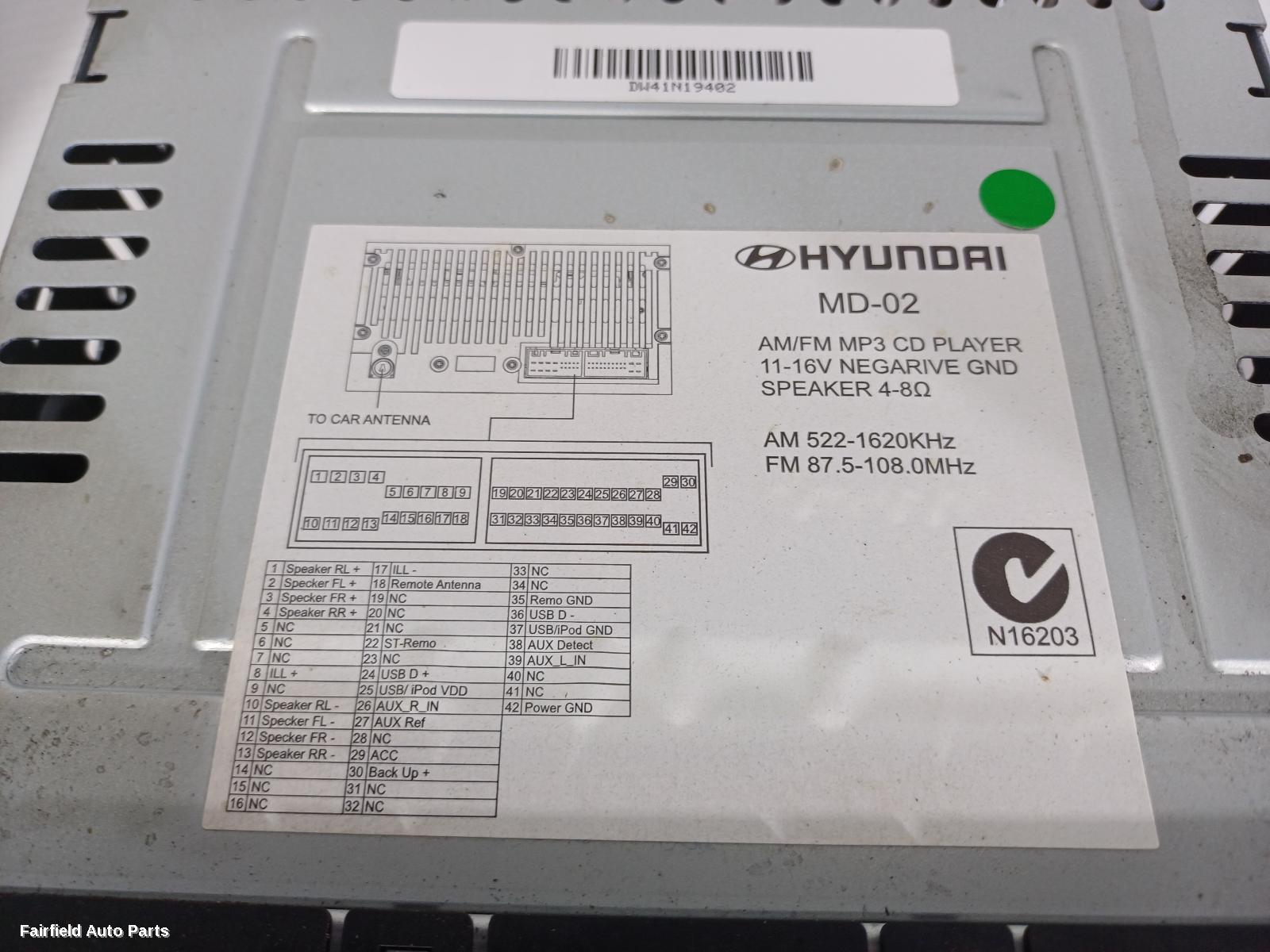 2013-2015 Hyundai Elantra Radio Cd Dvd Sat Tv
