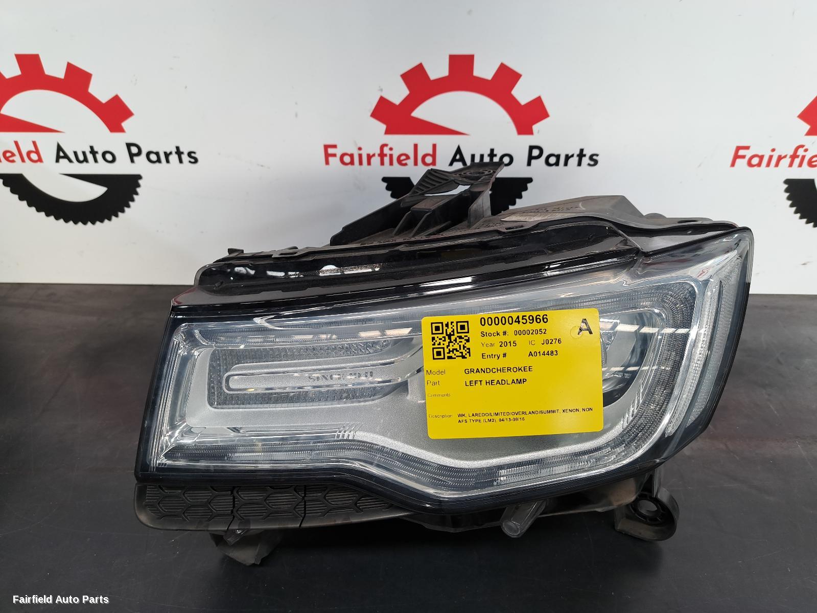 2015 Jeep Grandcherokee Left Headlamp