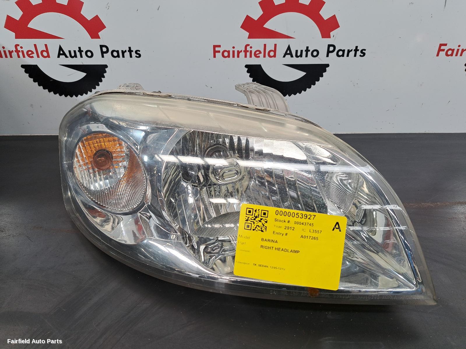 2012 Holden Barina Right Headlamp