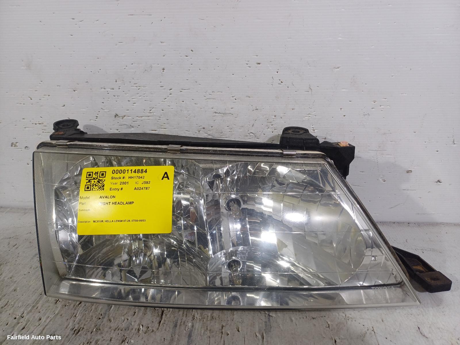 2000-2003 Toyota Avalon Right Headlamp