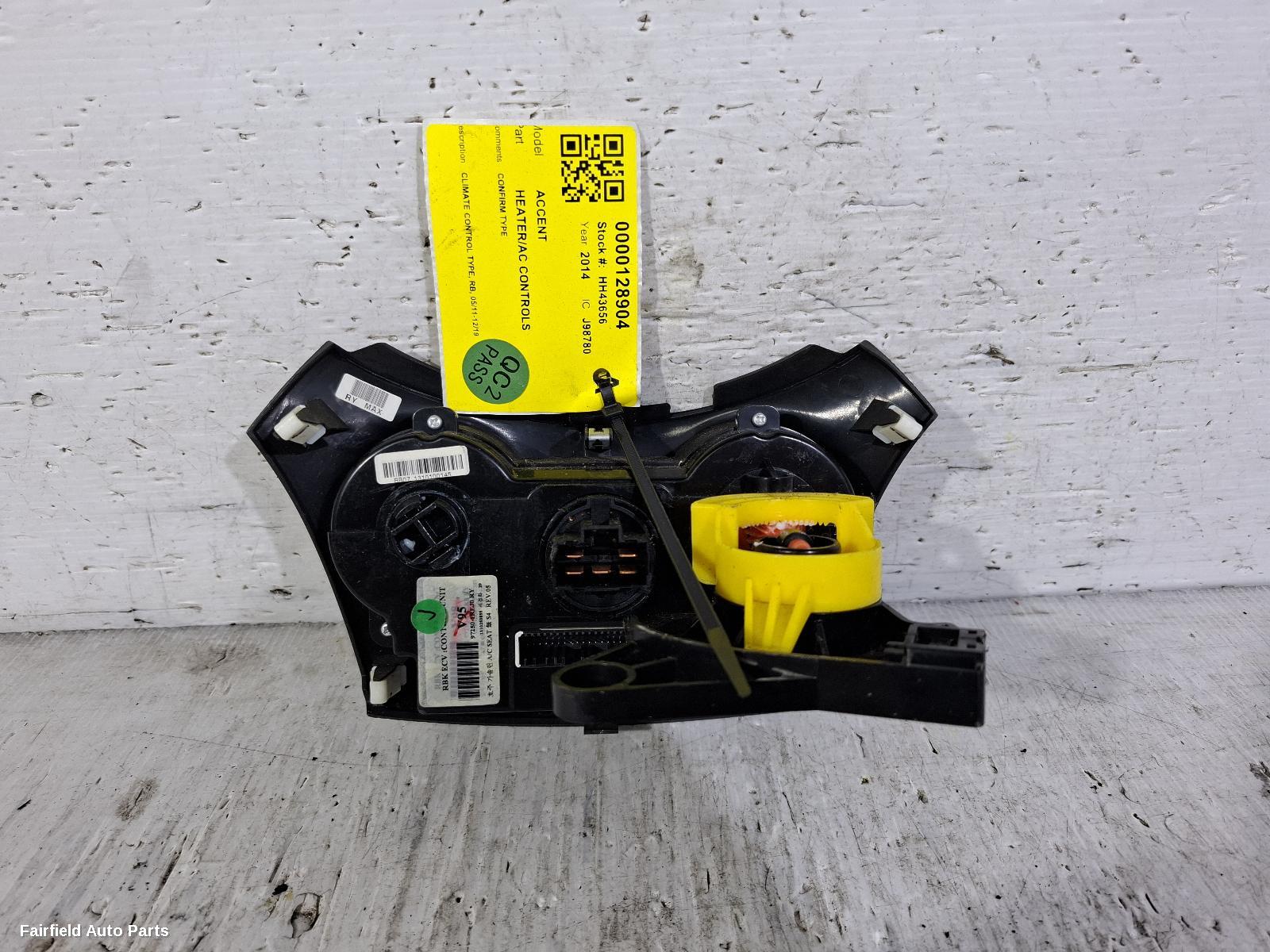 2011-2019 Hyundai Accent Heater Ac Controls