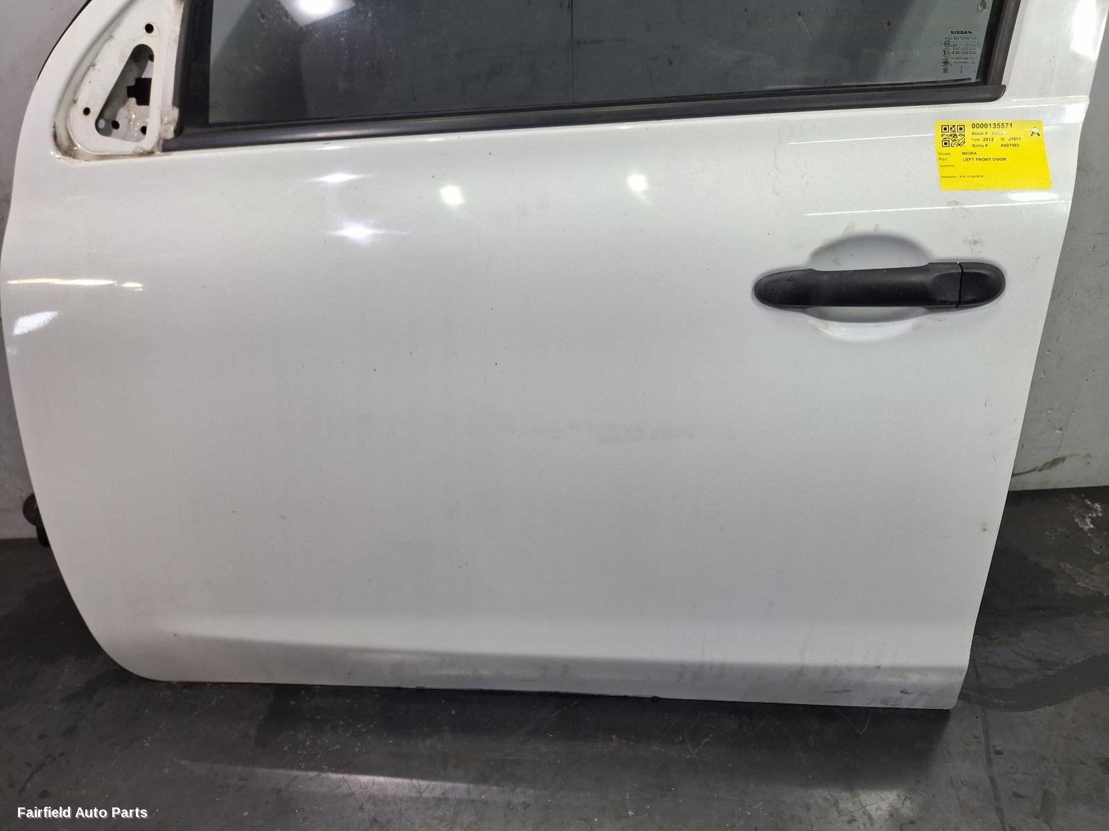 2010-2016 Nissan Micra Left Front Door