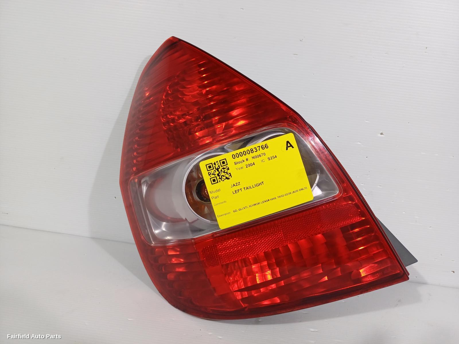 2002-2006 Honda Jazz Left Taillight