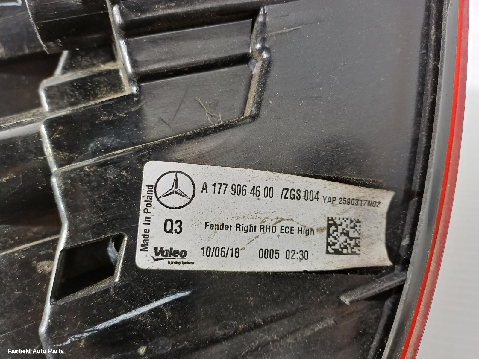 2018-2023 Mercedes A Class Right Taillight