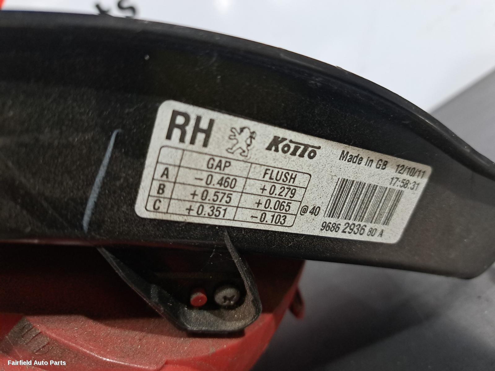 2012 Peugeot 508 Right Taillight