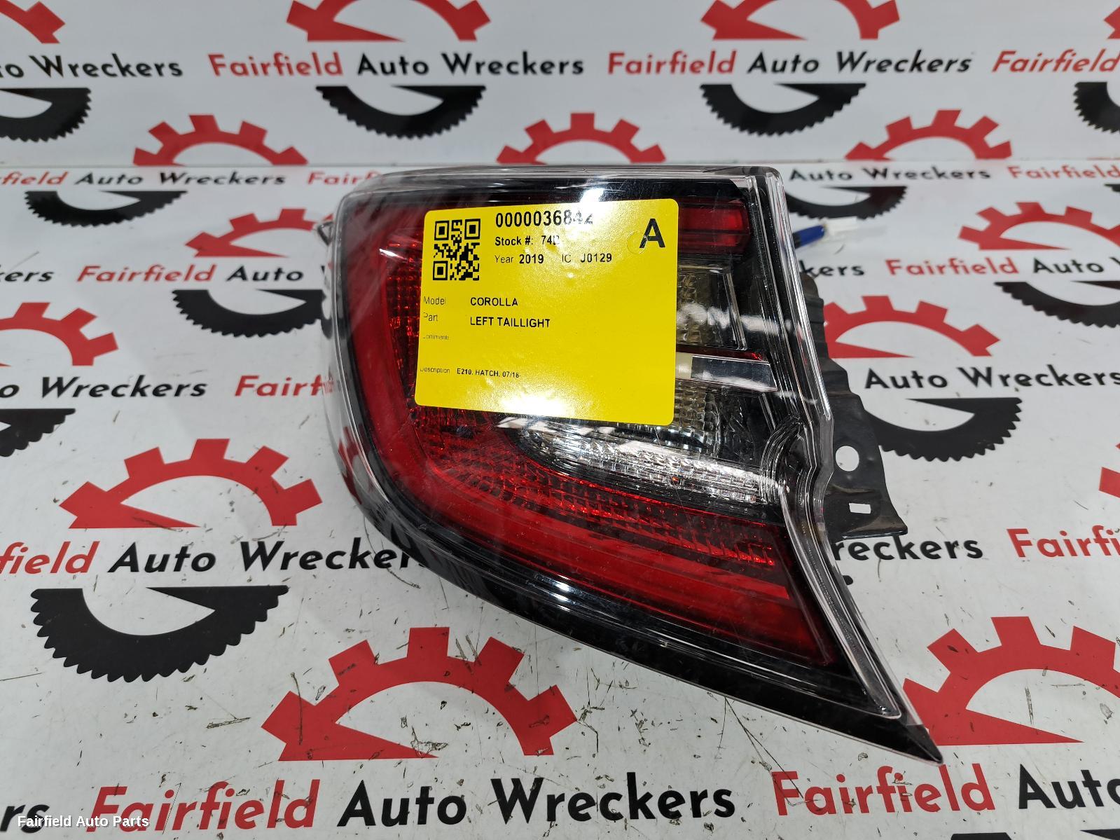 2019 Toyota Corolla Left Taillight