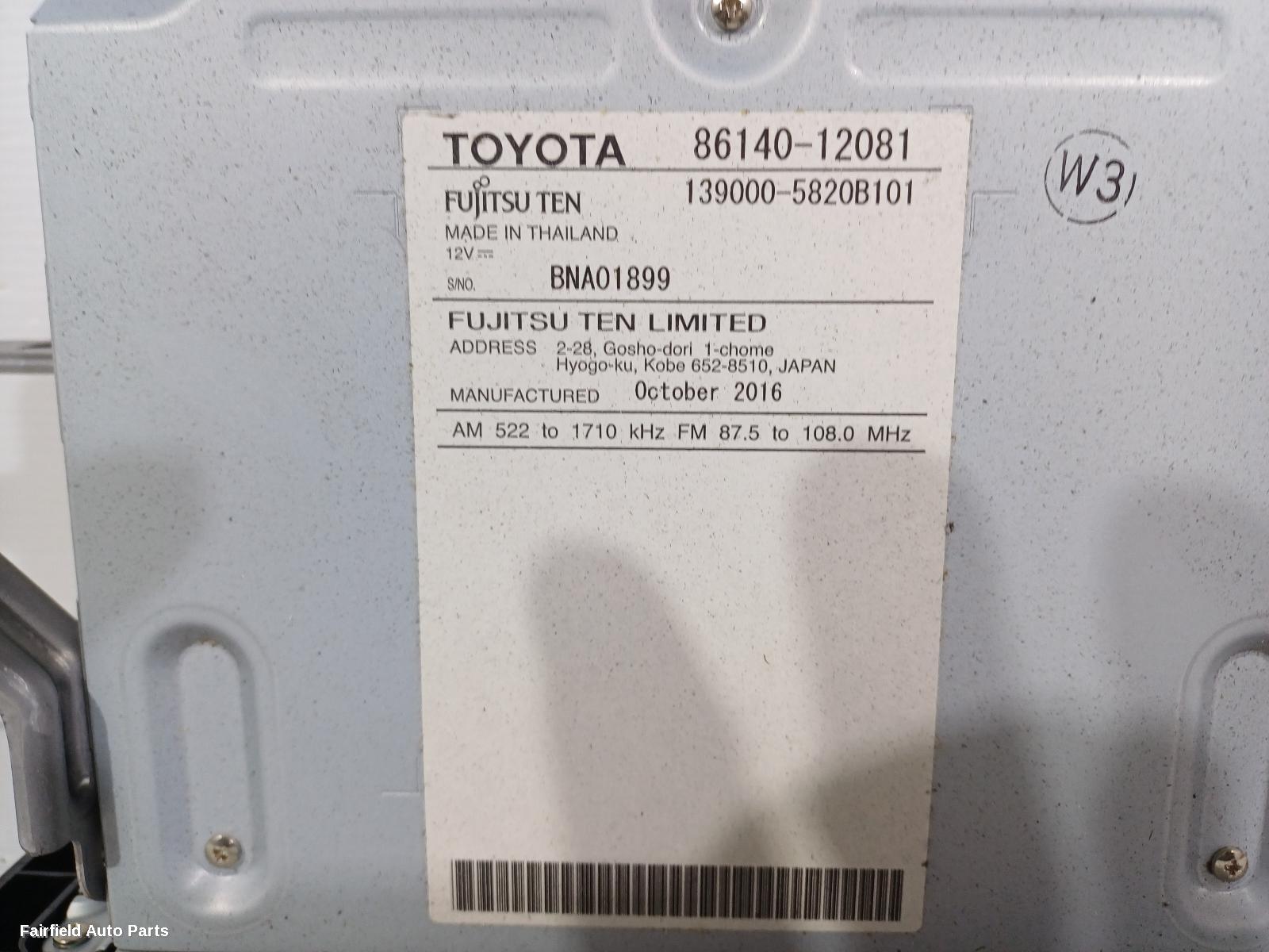 2015-2018 Toyota Corolla Radio Cd Dvd Sat Tv