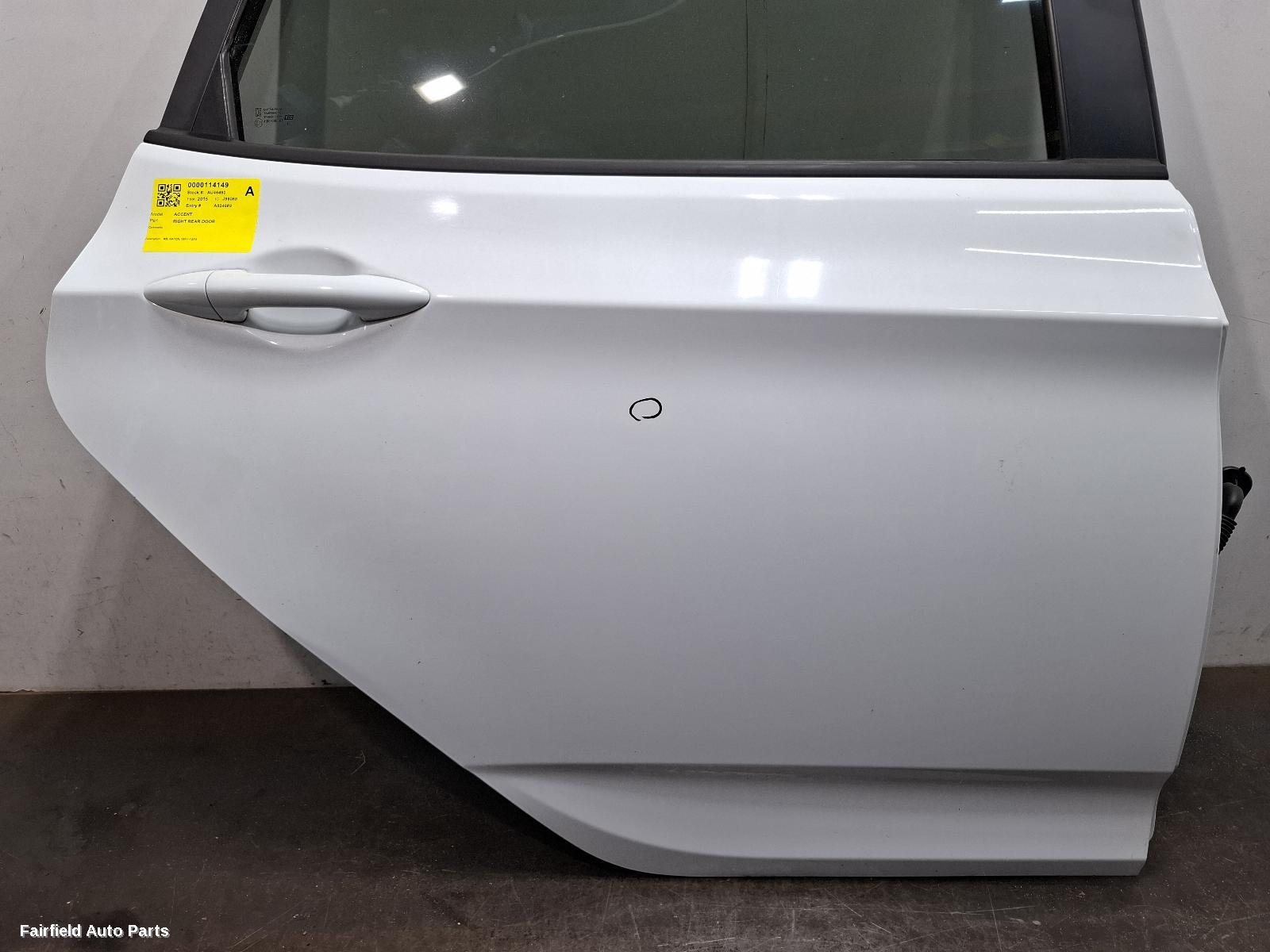 2011-2019 Hyundai Accent Right Rear Door Sliding