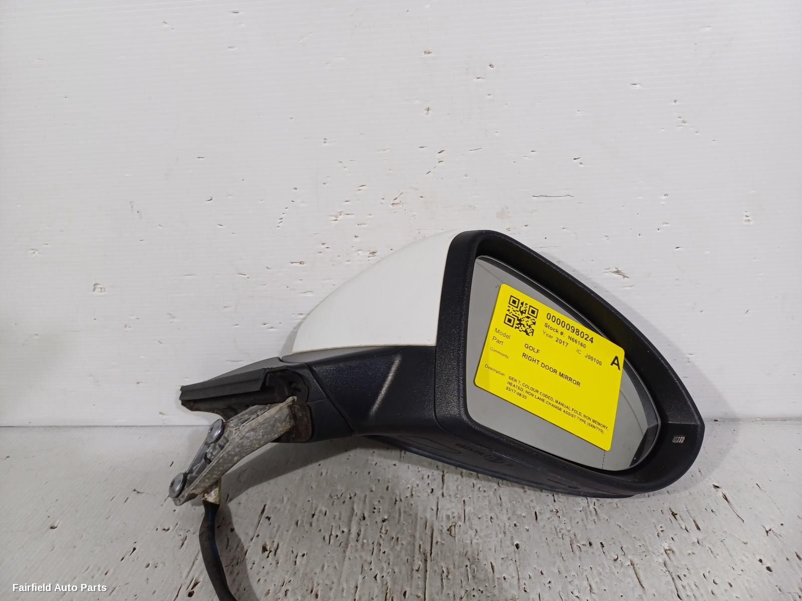 2017-2020 Volkswagen Golf Right Door Mirror
