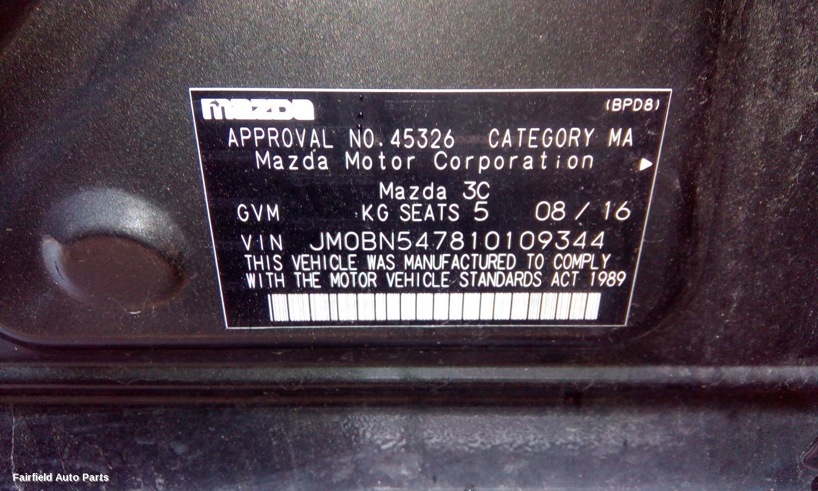 2016 Mazda 3 Right Door Mirror