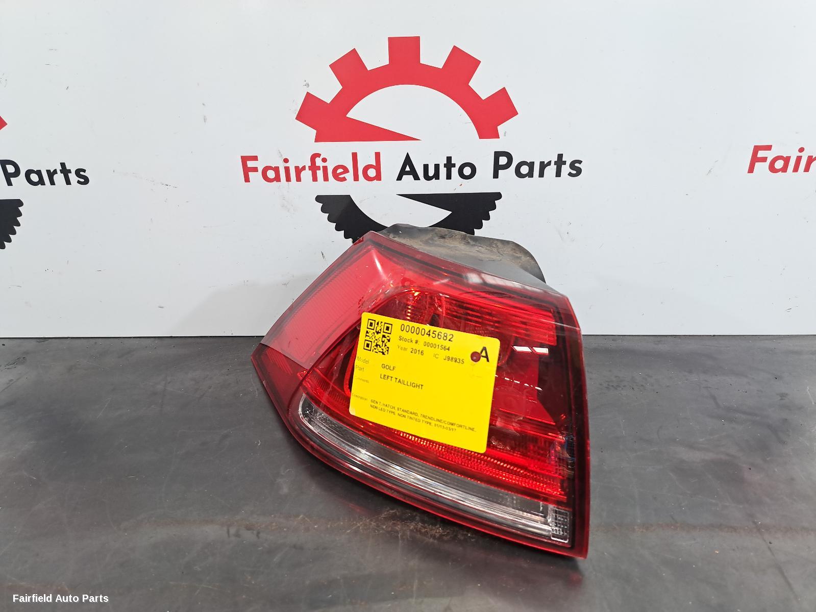 2016 Volkswagen Golf Left Taillight