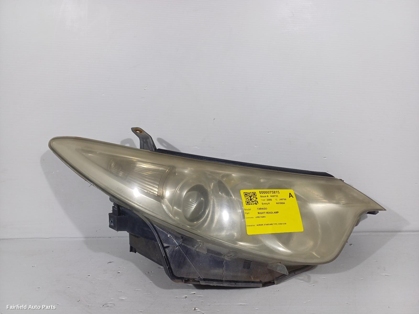 2006-2008 Toyota Tarago Right Headlamp