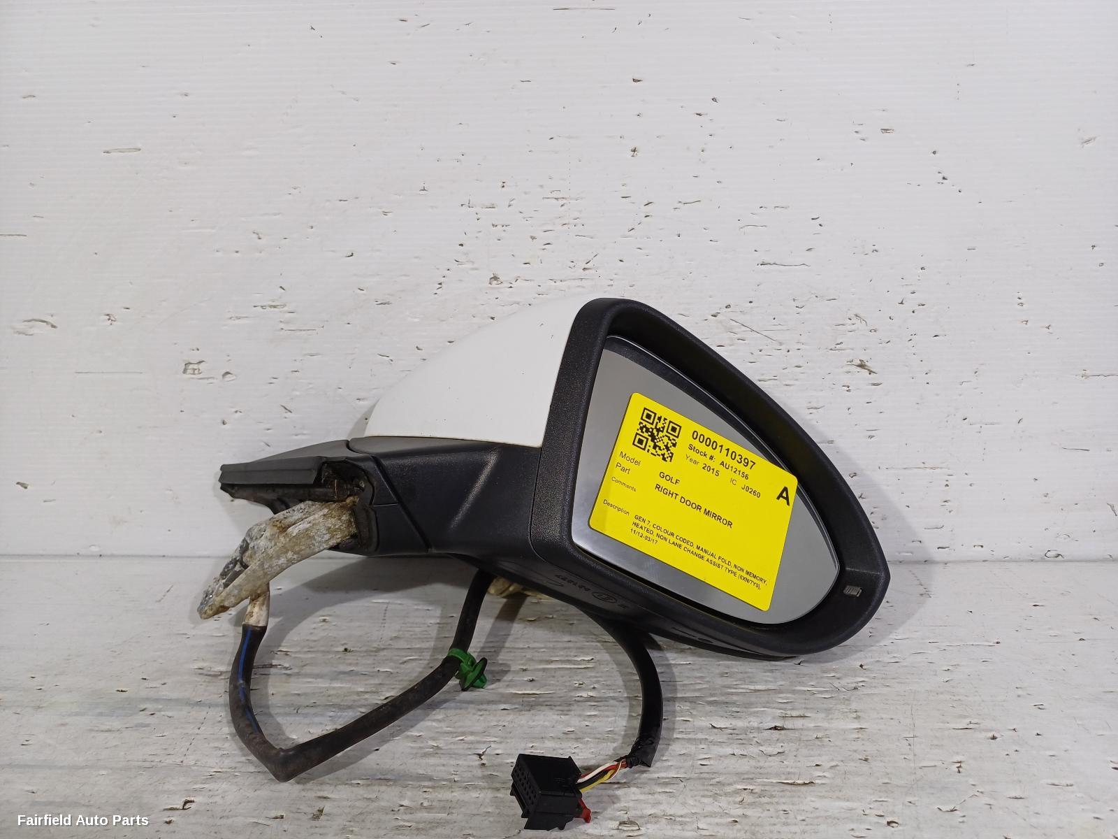 2012-2017 Volkswagen Golf Right Door Mirror