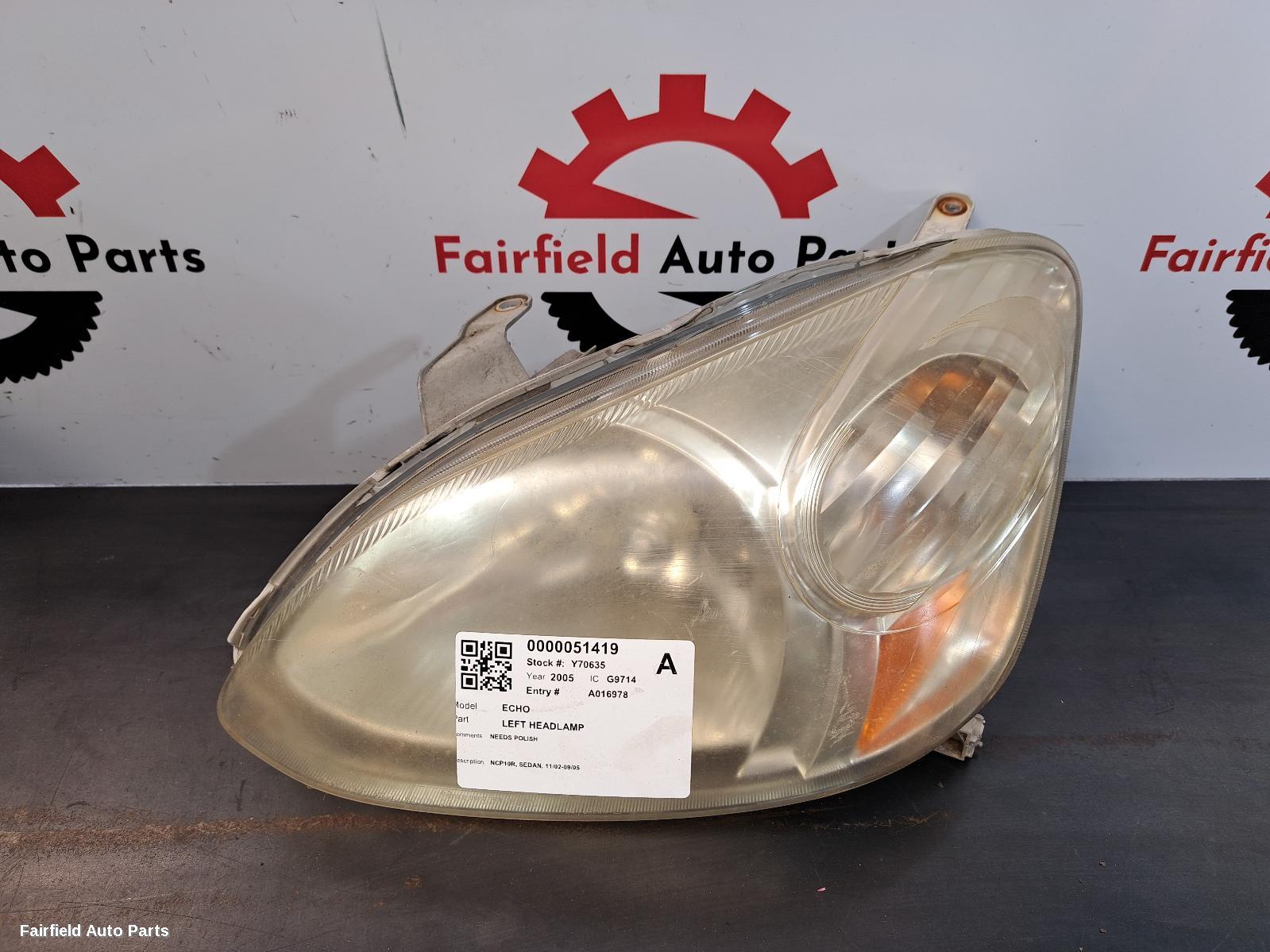 2005 Toyota Echo Left Headlamp