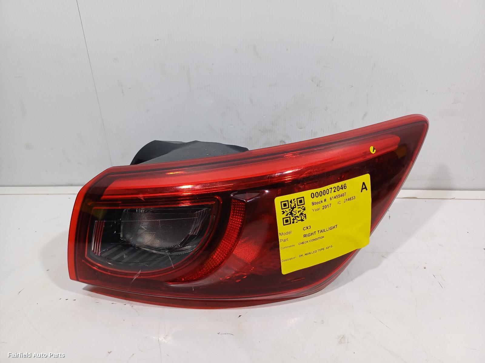 2015-2024 Mazda Cx3 Right Taillight