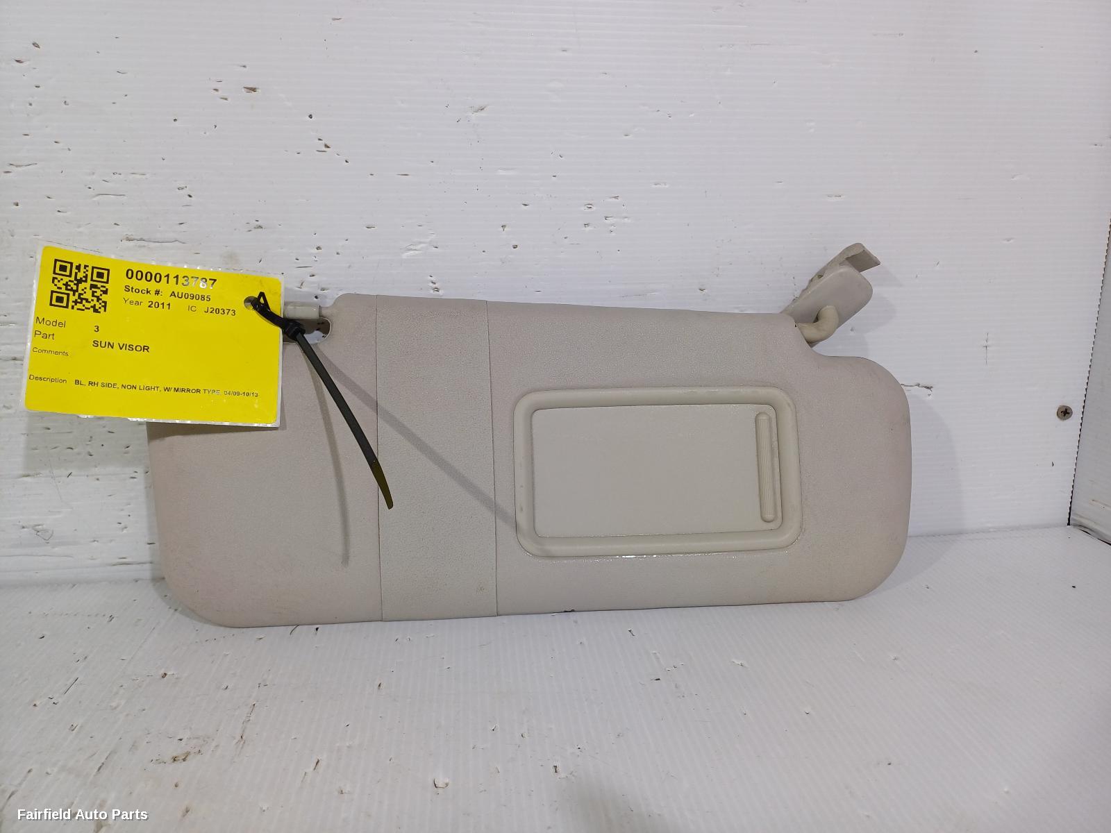 2009-2013 Mazda 3 Sunvisor