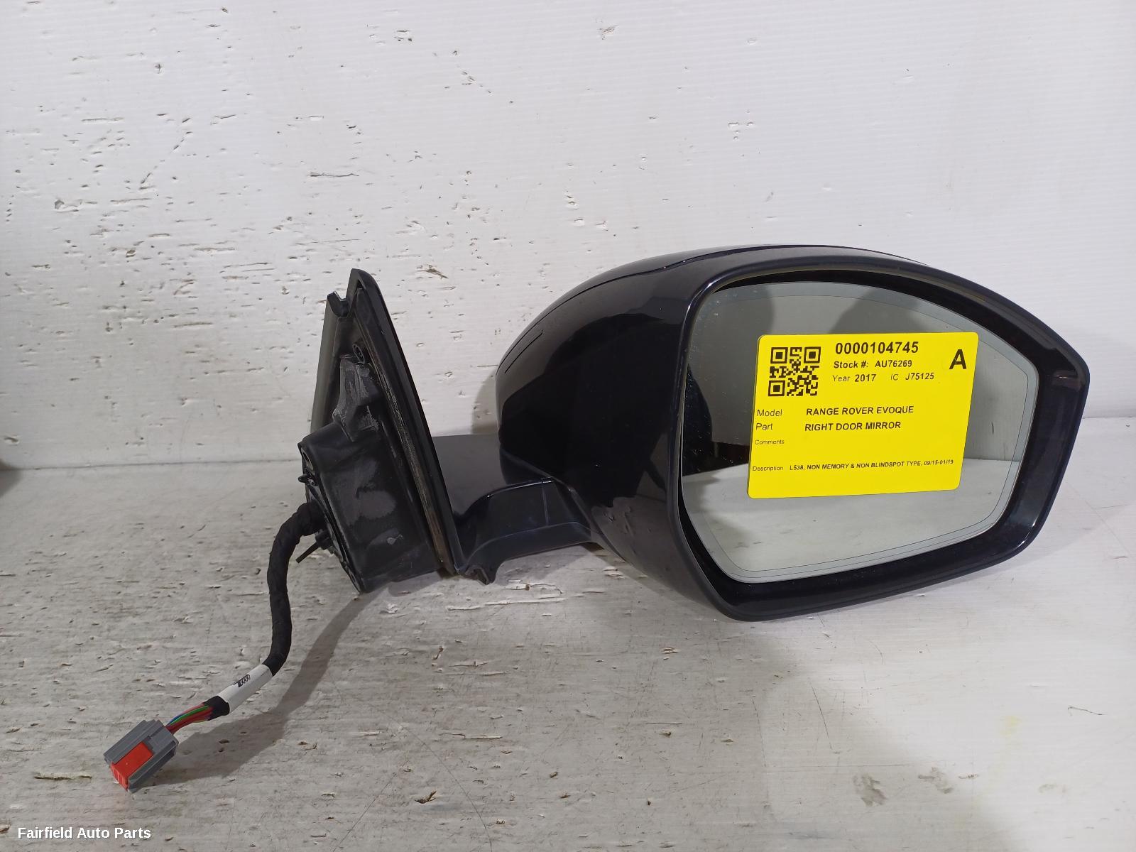 2015-2019 Land Rover Rangerover Evoque Right Door Mirror