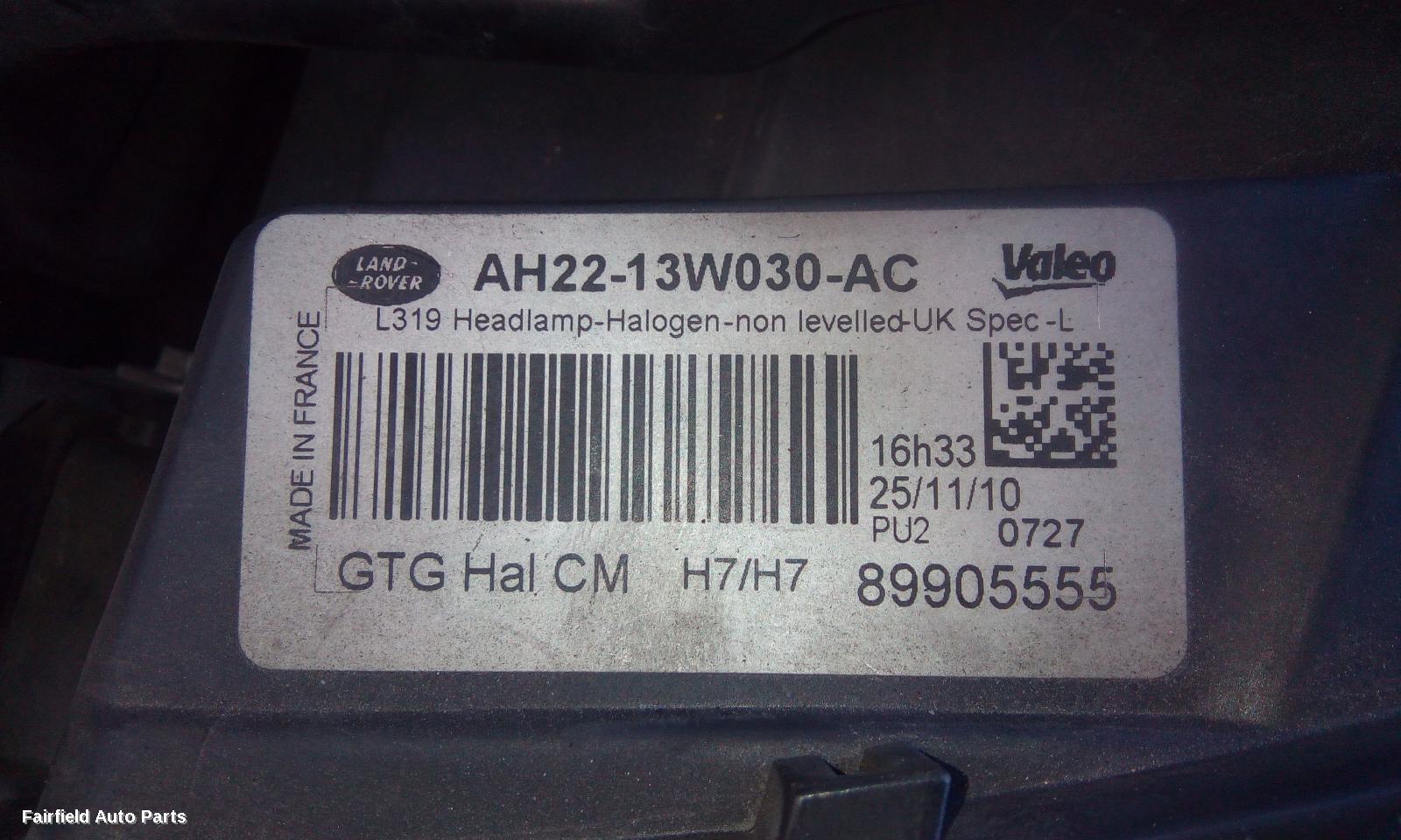 2011 Land Rover Discovery Left Headlamp