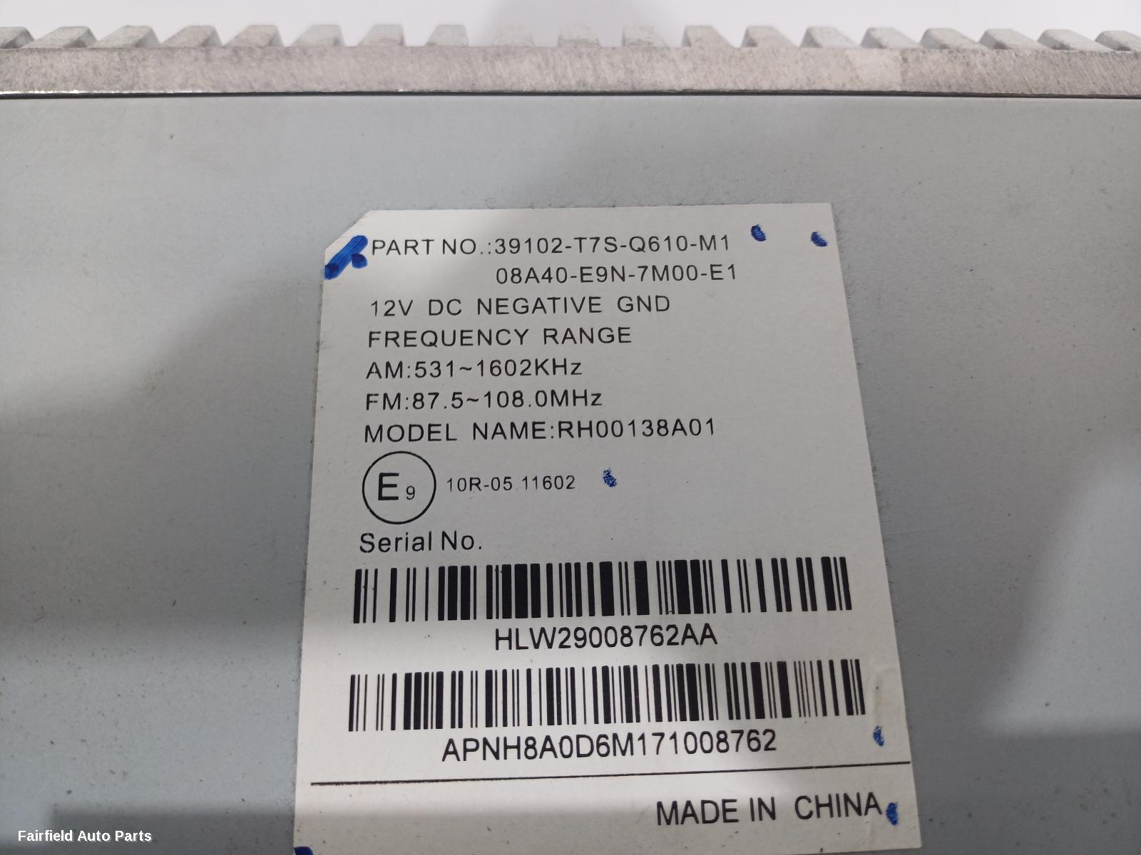 2017-2021 Honda Hrv Radio Cd Dvd Sat Tv