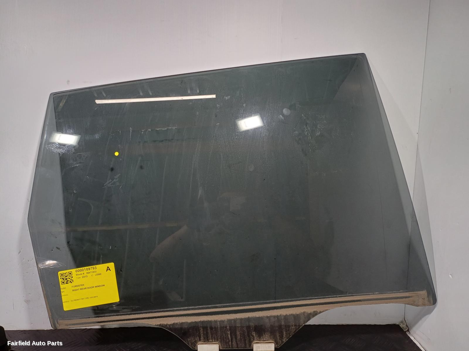 2012-2018 Subaru Forester Right Rear Door Window