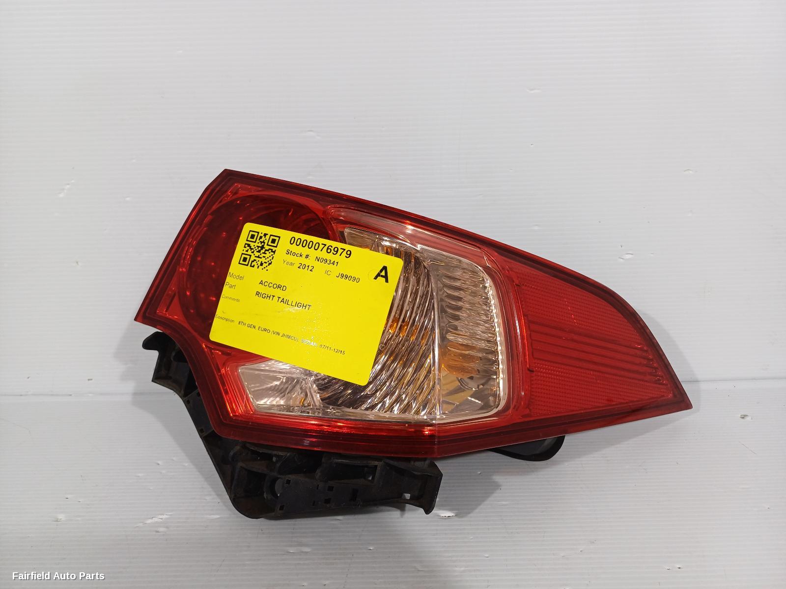 2012 Honda Accord Right Taillight