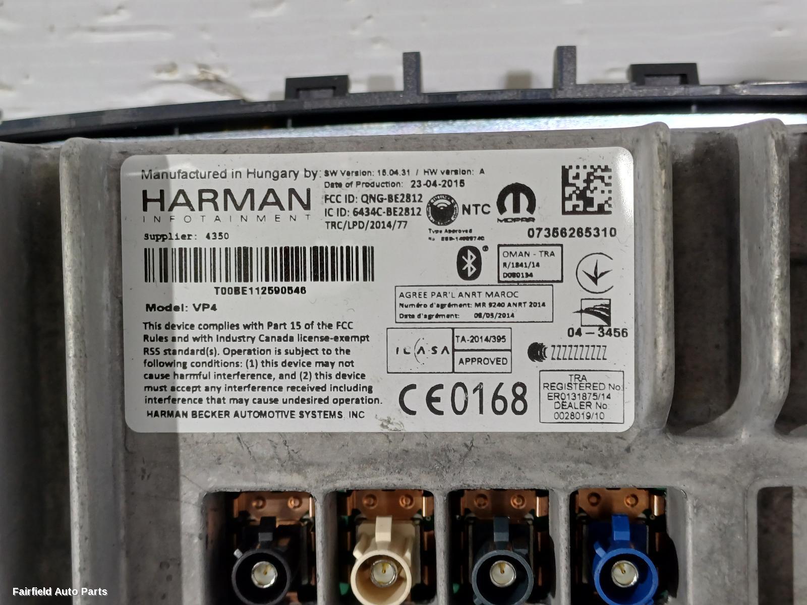 2017 Fiat 500x Radio Cd Dvd Sat Tv