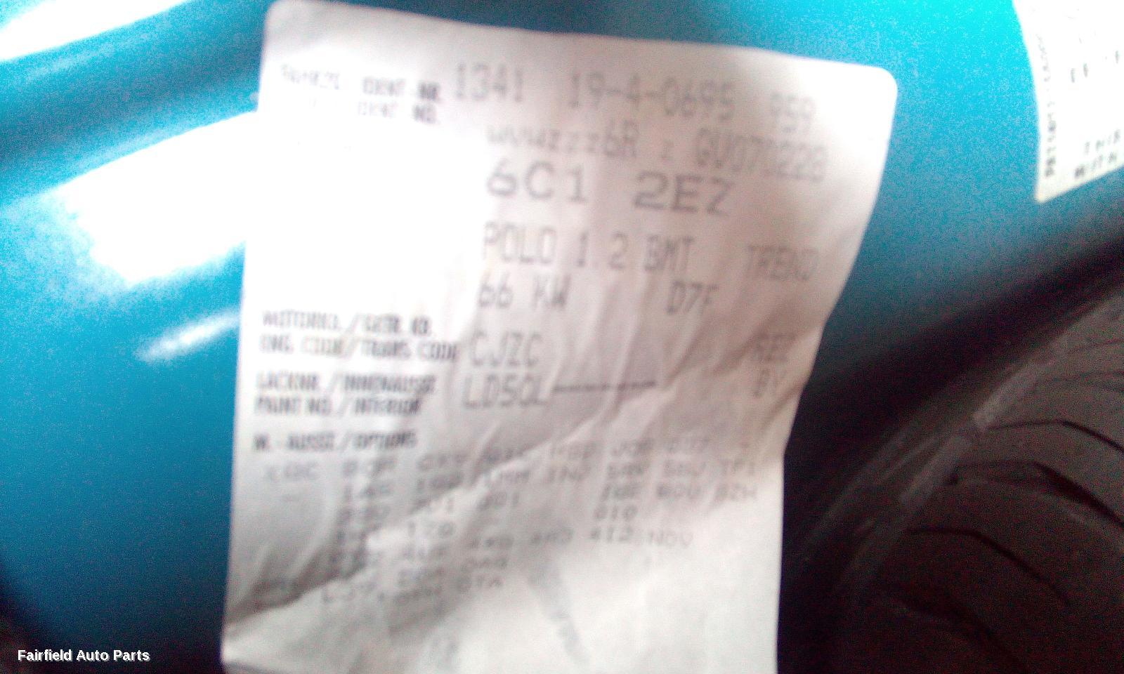 2016 Volkswagen Polo Right Taillight