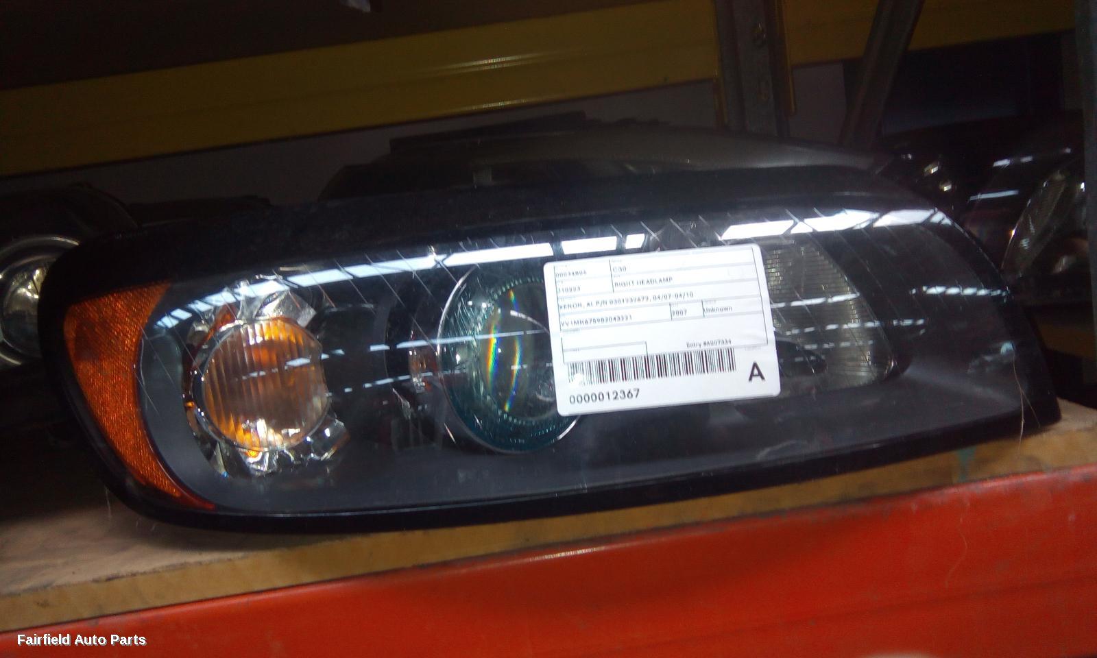 2007-2010 Volvo C30 Right Headlamp