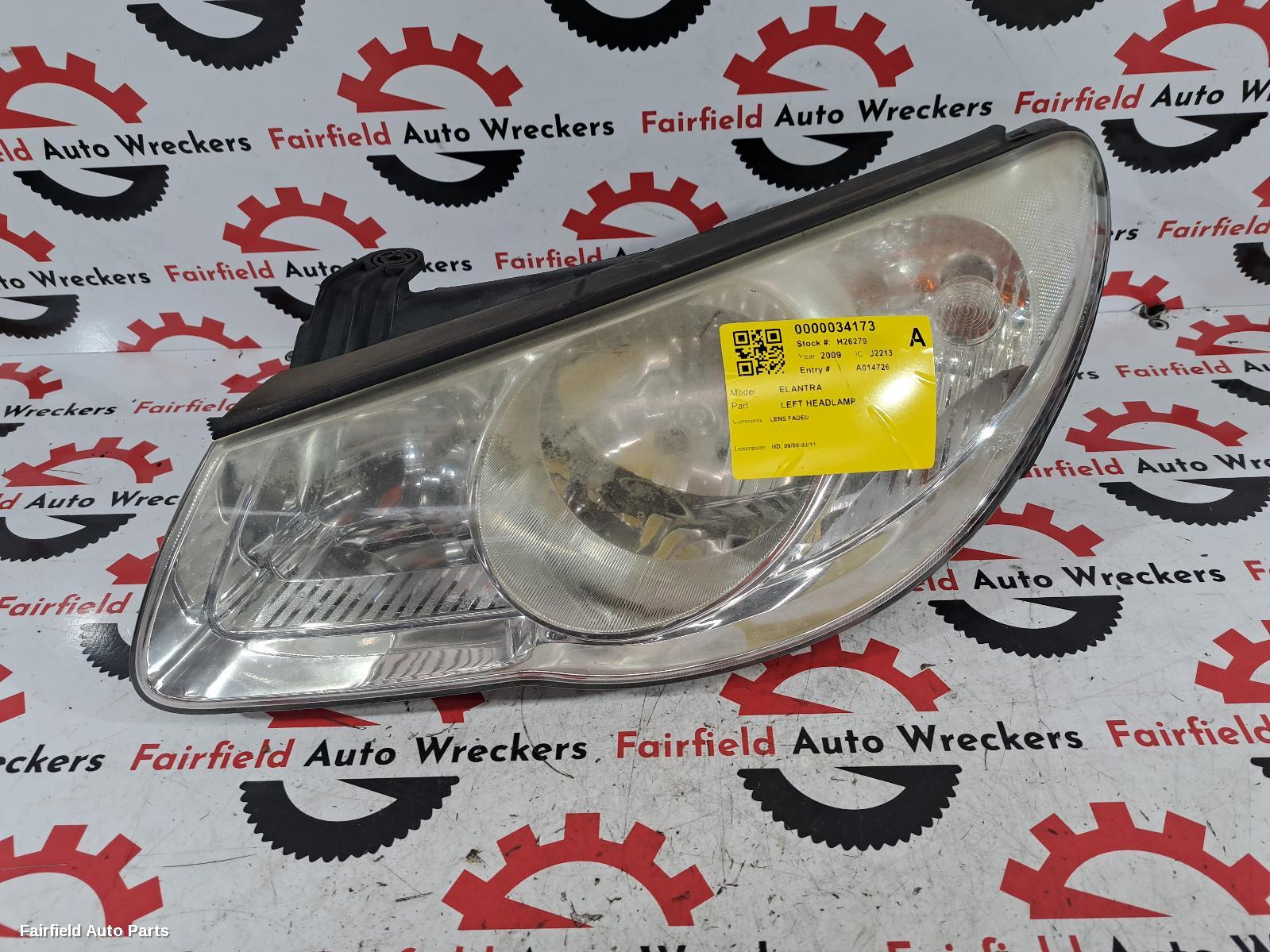 2009 Hyundai Elantra Left Headlamp
