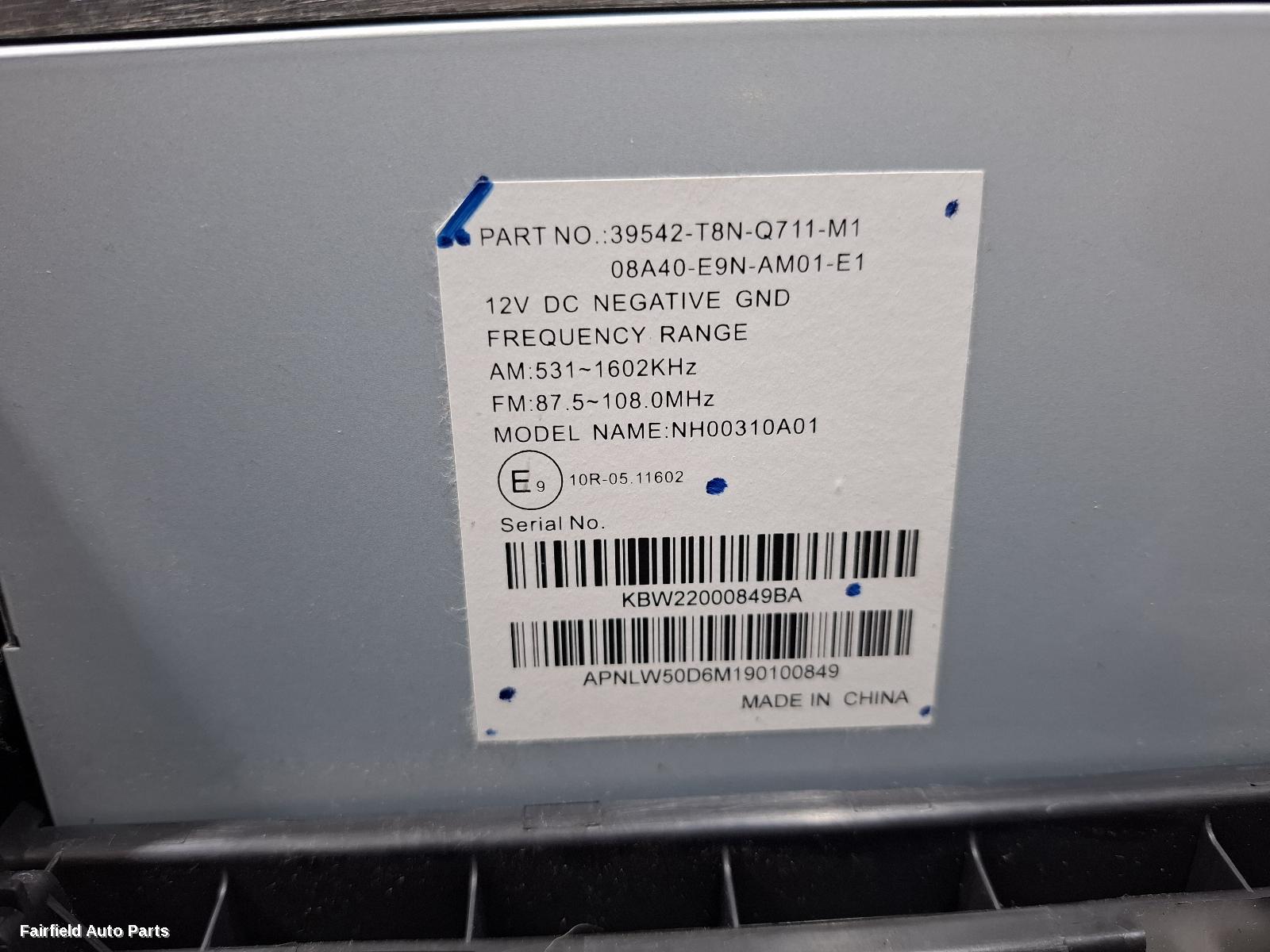 2017-2021 Honda Hrv Radio Cd Dvd Sat Tv